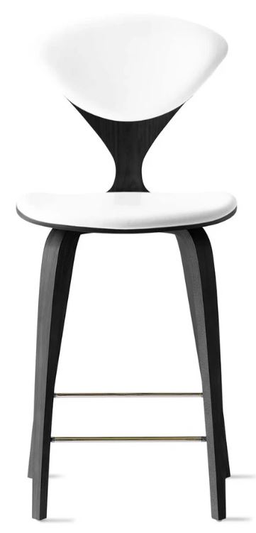 CHERNER Wood Base Stool- Classic Ebony w/ Seat & Back Pad