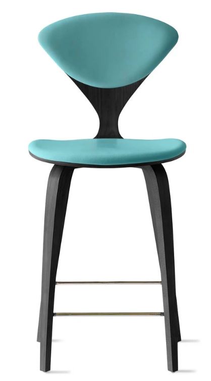 CHERNER Wood Base Stool- Classic Ebony w/ Seat & Back Pad