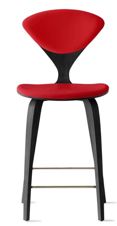 CHERNER Wood Base Stool- Classic Ebony w/ Seat & Back Pad