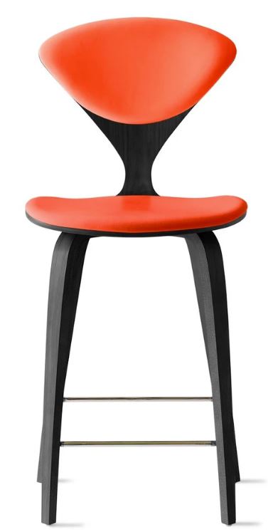 CHERNER Wood Base Stool- Classic Ebony w/ Seat & Back Pad