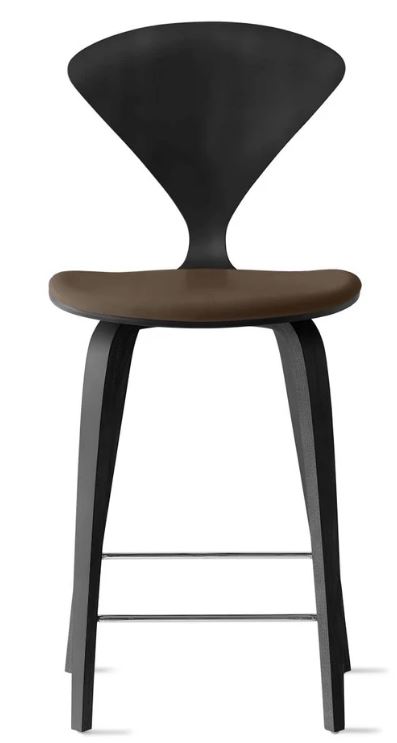 CHERNER Wood Base Stool- Classic Ebony w/ Seat Pad Only