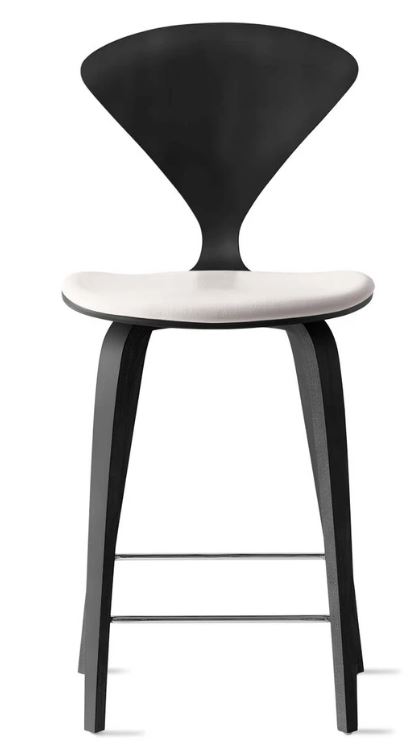 CHERNER Wood Base Stool- Classic Ebony w/ Seat Pad Only