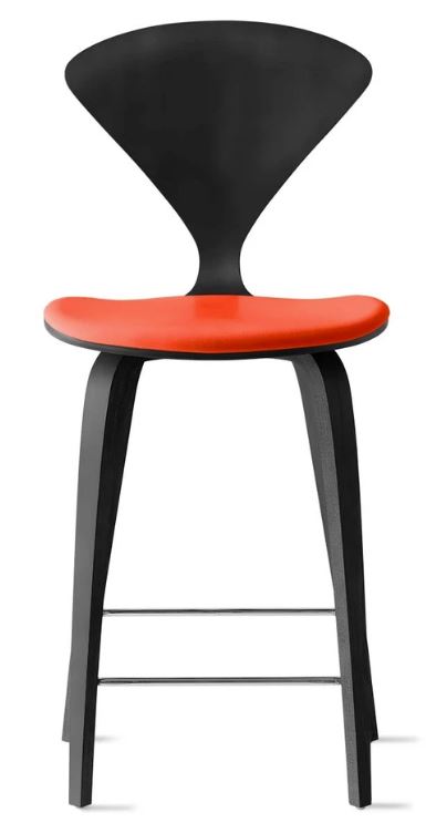 CHERNER Wood Base Stool- Classic Ebony w/ Seat Pad Only