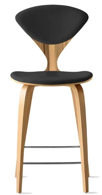 CHERNER Wood Base Stool- Natural Red Gum w/ Seat & Back Pad