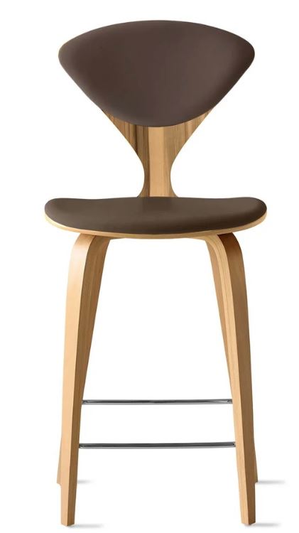 CHERNER Wood Base Stool- Natural Red Gum w/ Seat & Back Pad