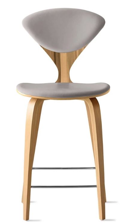 CHERNER Wood Base Stool- Natural Red Gum w/ Seat & Back Pad