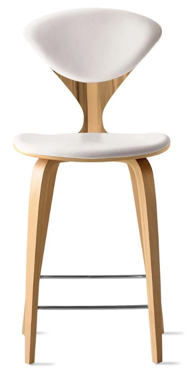 CHERNER Wood Base Stool- Natural Red Gum w/ Seat & Back Pad