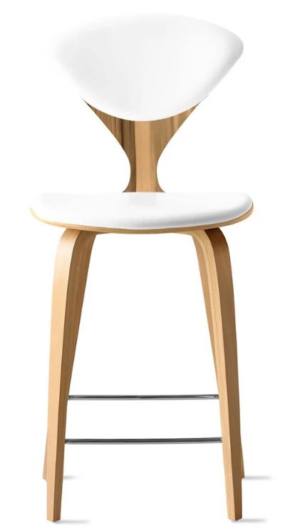 CHERNER Wood Base Stool- Natural Red Gum w/ Seat & Back Pad