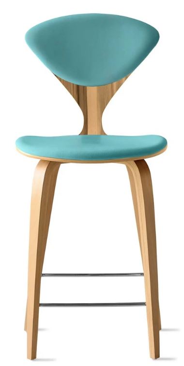 CHERNER Wood Base Stool- Natural Red Gum w/ Seat & Back Pad