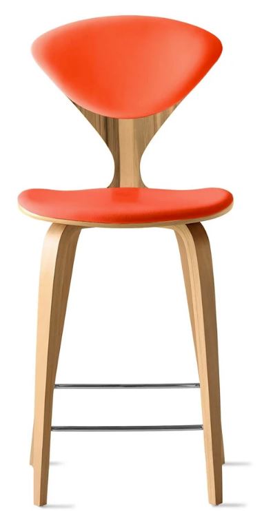 CHERNER Wood Base Stool- Natural Red Gum w/ Seat & Back Pad