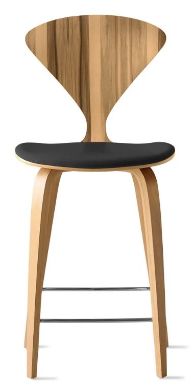 CHERNER Wood Base Stool- Natural Red Gum w/ Seat Pad Only