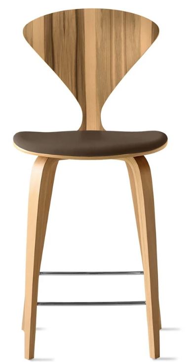 CHERNER Wood Base Stool- Natural Red Gum w/ Seat Pad Only