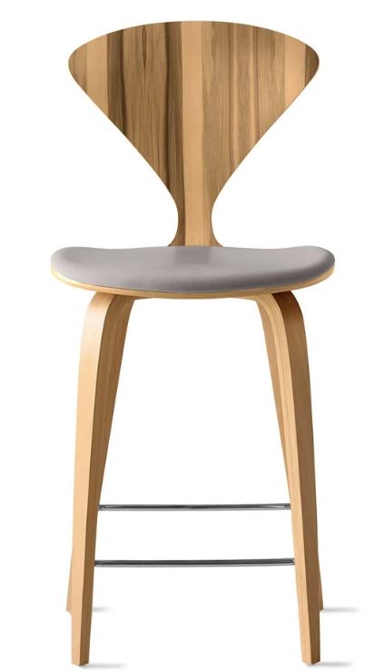 CHERNER Wood Base Stool- Natural Red Gum w/ Seat Pad Only