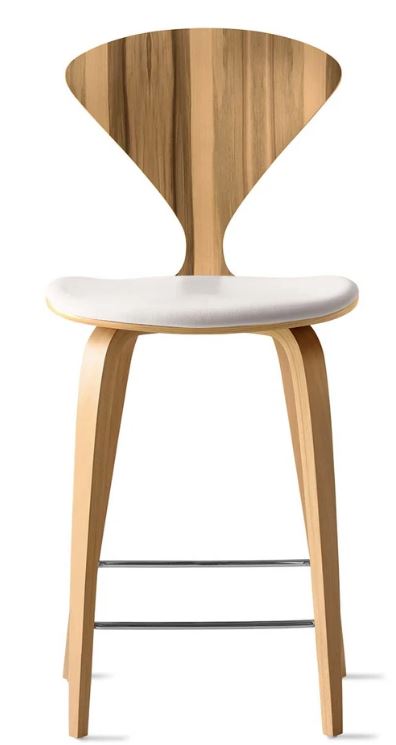 CHERNER Wood Base Stool- Natural Red Gum w/ Seat Pad Only