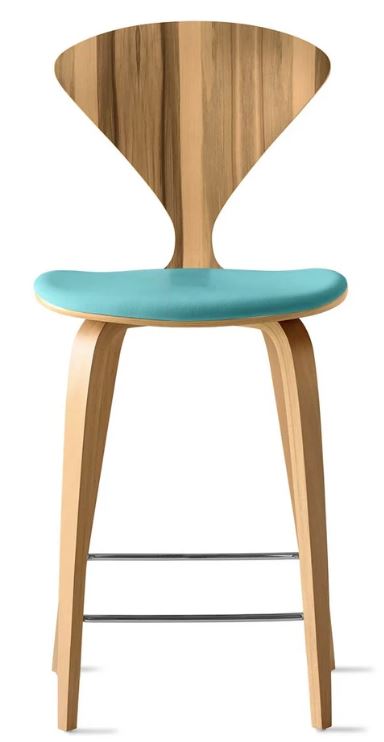 CHERNER Wood Base Stool- Natural Red Gum w/ Seat Pad Only