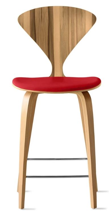 CHERNER Wood Base Stool- Natural Red Gum w/ Seat Pad Only