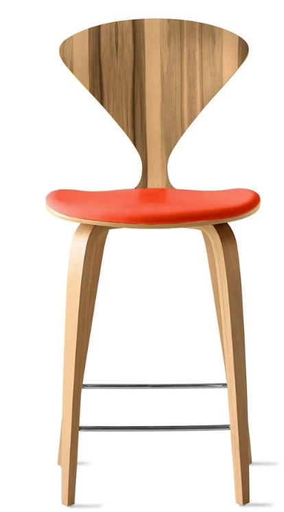 CHERNER Wood Base Stool- Natural Red Gum w/ Seat Pad Only