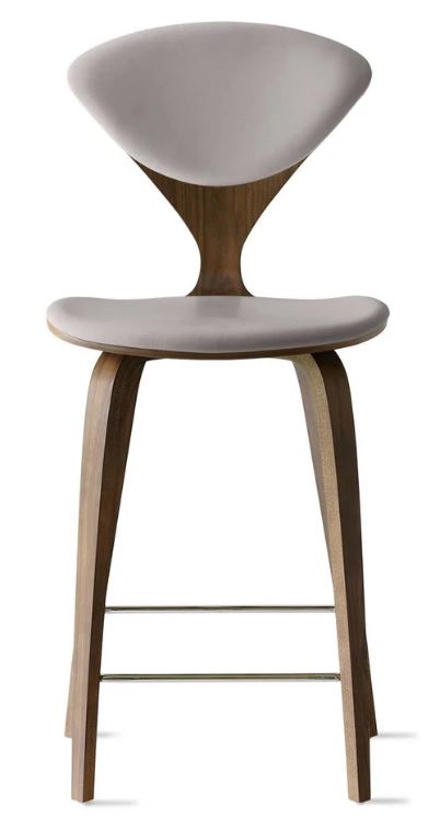 CHERNER Wood Base Stool- Classic Walnut w/ Seat & Back Pad