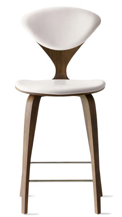 CHERNER Wood Base Stool- Classic Walnut w/ Seat & Back Pad