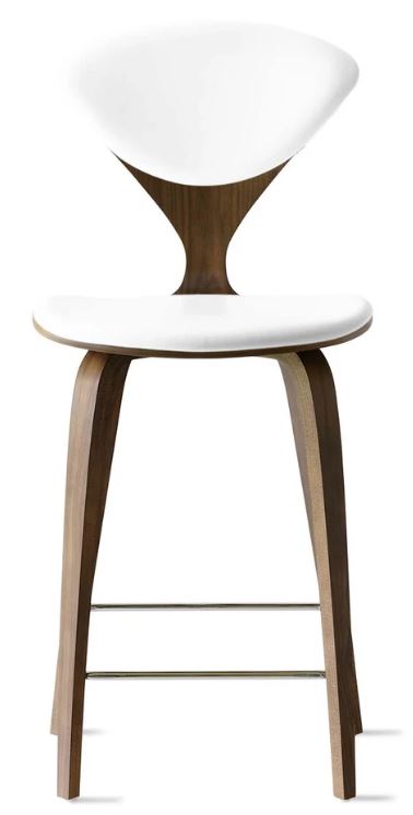 CHERNER Wood Base Stool- Classic Walnut w/ Seat & Back Pad