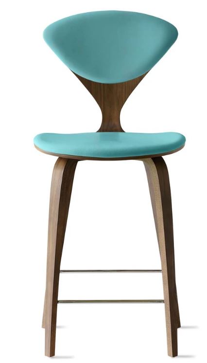 CHERNER Wood Base Stool- Classic Walnut w/ Seat & Back Pad