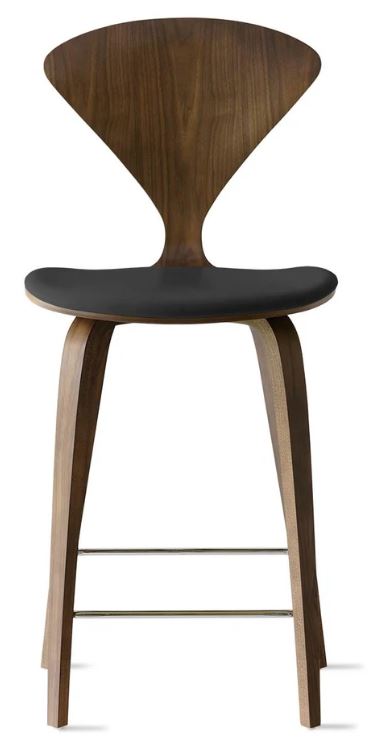 CHERNER Wood Base Stool- Classic Walnut w/ Seat Pad Only