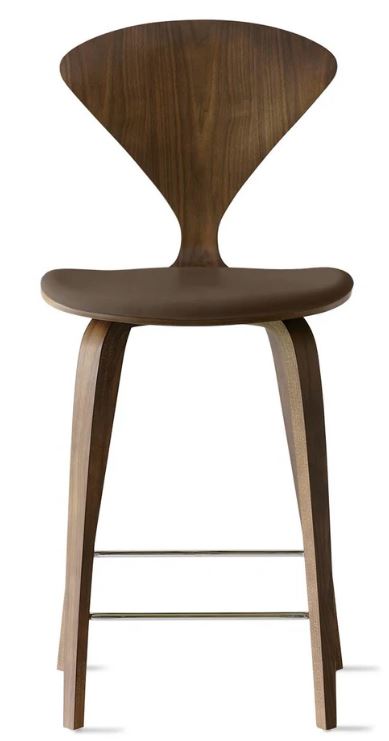 CHERNER Wood Base Stool- Classic Walnut w/ Seat Pad Only