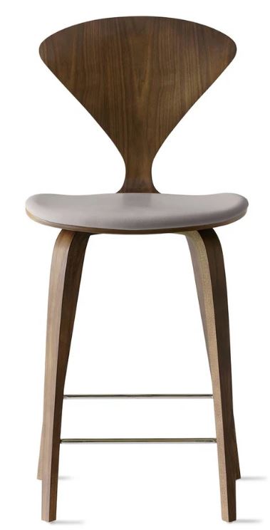 CHERNER Wood Base Stool- Classic Walnut w/ Seat Pad Only