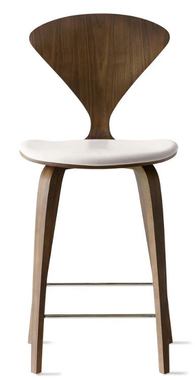 CHERNER Wood Base Stool- Classic Walnut w/ Seat Pad Only