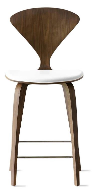 CHERNER Wood Base Stool- Classic Walnut w/ Seat Pad Only