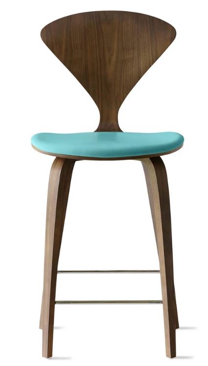 CHERNER Wood Base Stool- Classic Walnut w/ Seat Pad Only