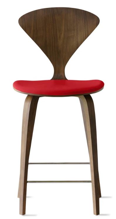 CHERNER Wood Base Stool- Classic Walnut w/ Seat Pad Only