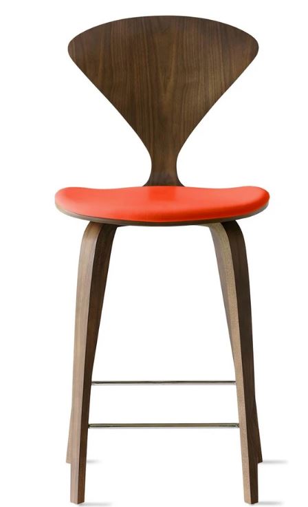 CHERNER Wood Base Stool- Classic Walnut w/ Seat Pad Only