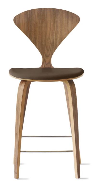 CHERNER Wood Base Stool- Natural Walnut w/ Seat Pad Only