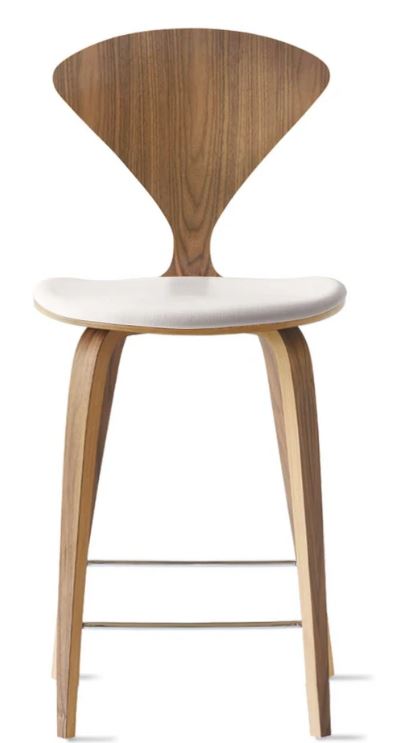 CHERNER Wood Base Stool- Natural Walnut w/ Seat Pad Only