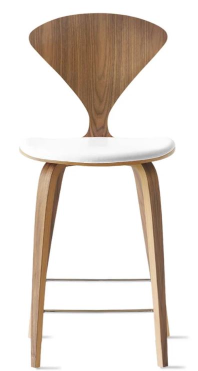 CHERNER Wood Base Stool- Natural Walnut w/ Seat Pad Only