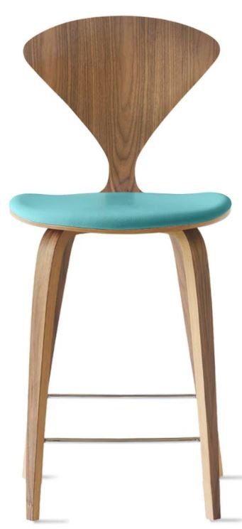 CHERNER Wood Base Stool- Natural Walnut w/ Seat Pad Only