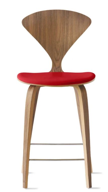 CHERNER Wood Base Stool- Natural Walnut w/ Seat Pad Only