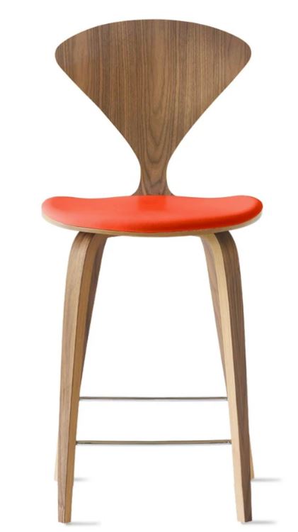 CHERNER Wood Base Stool- Natural Walnut w/ Seat Pad Only