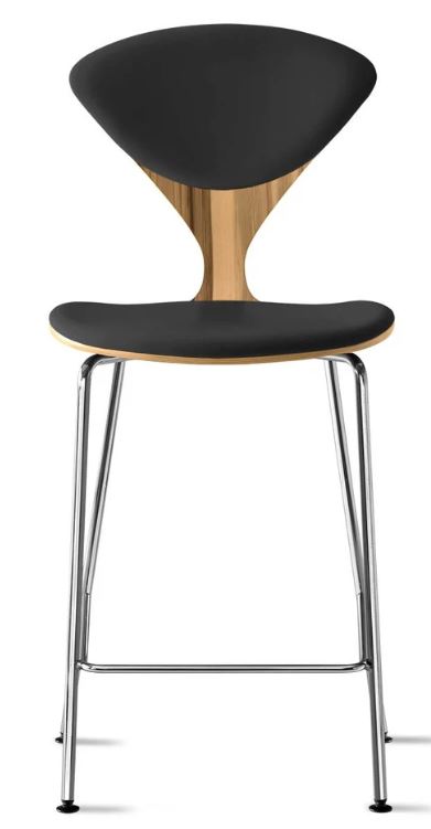 CHERNER Metal Base Stool- Natural Red Gum w/ Seat & Back Pad