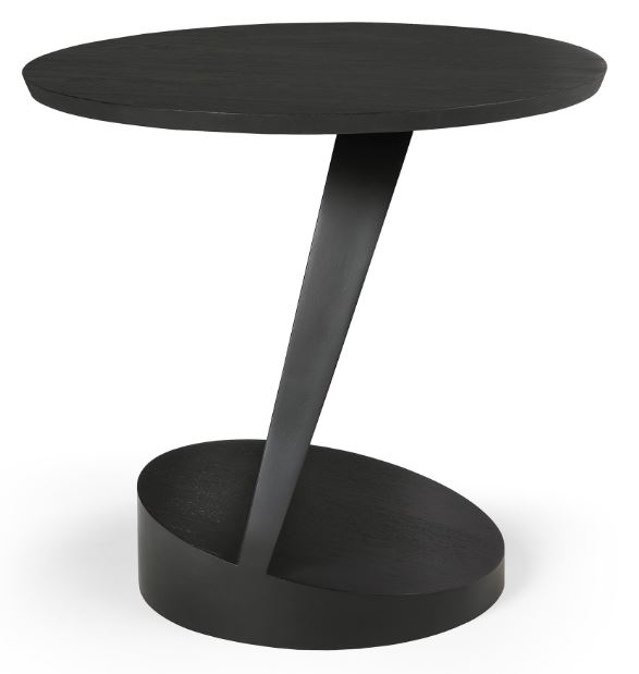 Teak Oblic Black Side Table