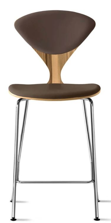 CHERNER Metal Base Stool- Natural Red Gum w/ Seat & Back Pad