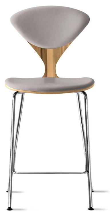 CHERNER Metal Base Stool- Natural Red Gum w/ Seat & Back Pad