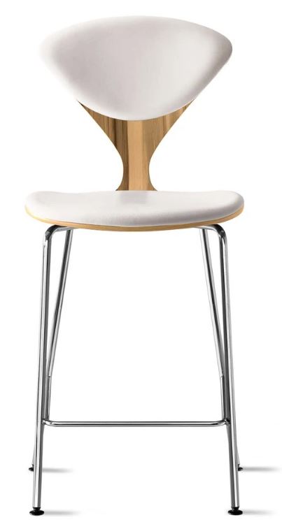 CHERNER Metal Base Stool- Natural Red Gum w/ Seat & Back Pad