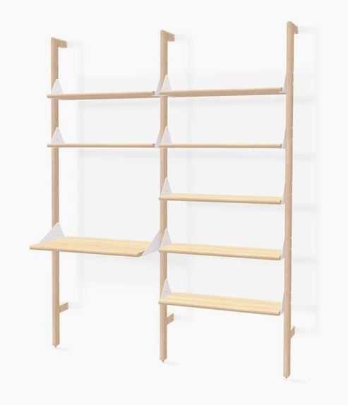 Blonde Uprights White Brackets Blonde Shelves