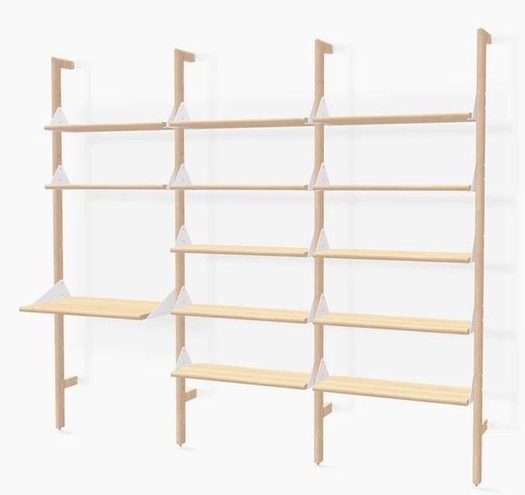 Blonde Uprights White Brackets Blonde Shelves
