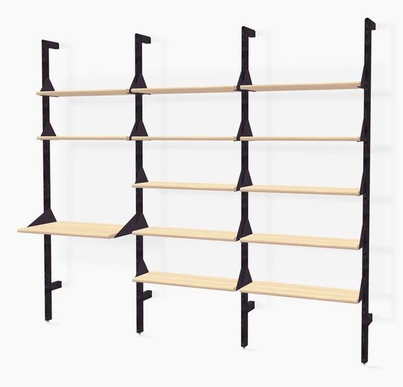 Black Uprights Black Brackets Blonde Shelves
