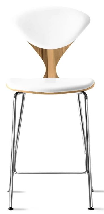 CHERNER Metal Base Stool- Natural Red Gum w/ Seat & Back Pad