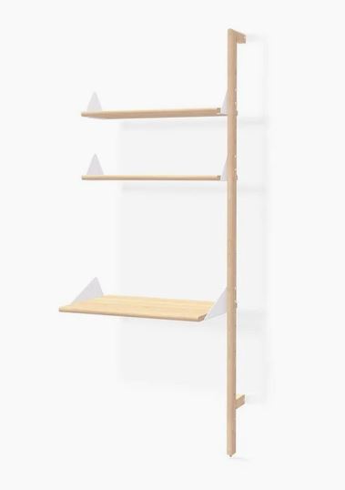 Blonde Uprights White Brackets Blonde Shelves
