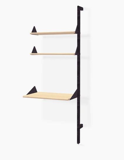 Black Uprights Black Brackets Blonde Shelves
